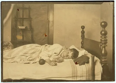 Miscellaneous. Boy in bed--awake, 1924